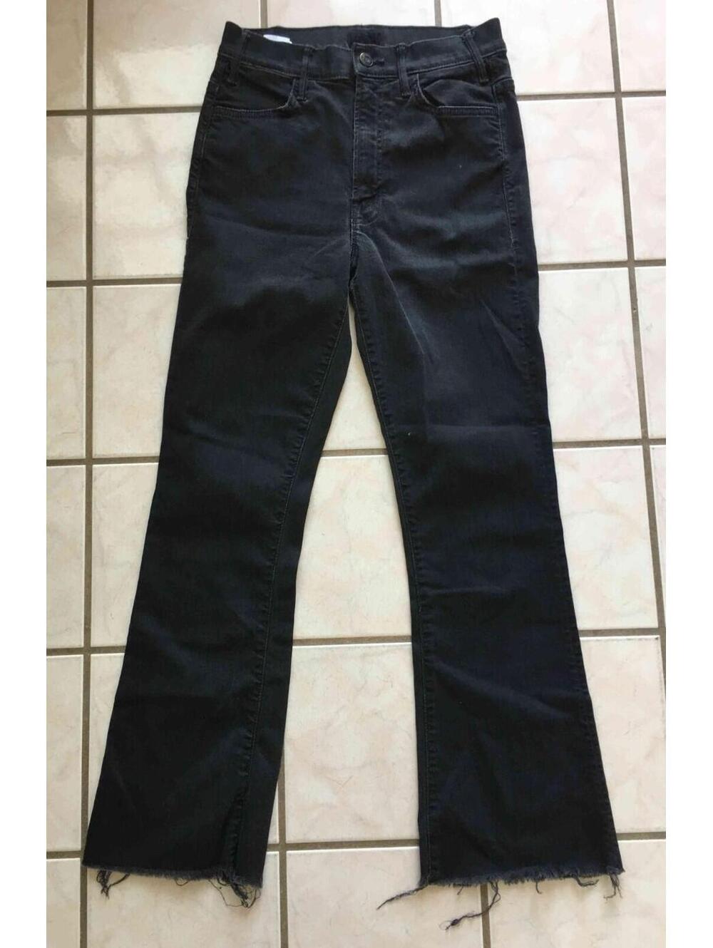 Mother Hustler Ankle Fray Jeans Not Guilty Black Women's Size sz 25 / 26" x 26.5